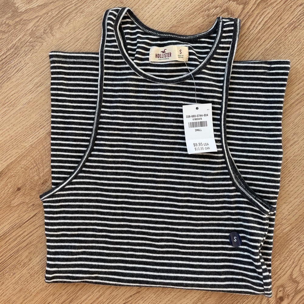 Hollister black and white striped tank
